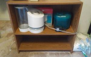 lot 25 image: Book Shelf 30x12x28, Humidifier, Paper Shredder