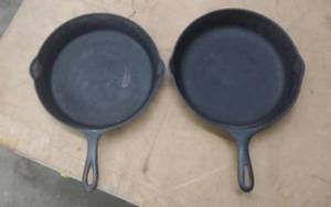 lot 41 image: 2-Cast Iron Skillets 1-Griswold, 1-Other