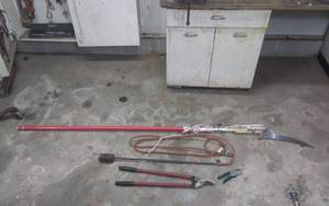 lot 74 image: Craftsman Pole Saw, Propane Weed Burner, Pruner, Lopper