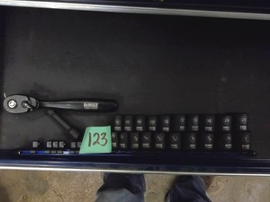 lot 123 image: DeWalt 38 Standard & Metric Impact Sockets, Extensions, Ratchet