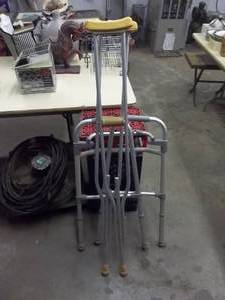 lot 197 image: Walker, Pair Of Crutches, Milk Crates
