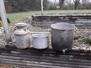 lot 213 image: Milk Can & Large Stock Pots