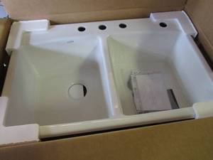 lot 4 image: Kohler Brookfield Drop-In Cast Iron...