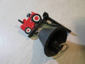 lot 58 image: Red Tractor Cast Iron Bell and Moun...