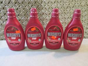 lot 132 image: 4 Bottles of Hersheys Strawberry Sy...