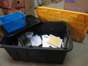 lot 160 image: 27 Gallon Tote with Lid Full of DVD...