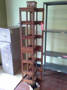 lot 108 image: Rotating 6-Tier Wood Wine Rack