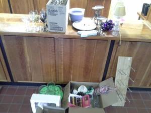 lot 129 image: Wine Glasses, Glassware, Candleholders, Table Lamps, Misc. Dcor
