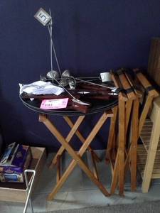 lot 143 image: Lot of (3) TV Trays with Folding Stands, Various Accessories
