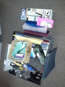 lot 153 image: Office Supplies, File Folders, Tape Dispenser, Labeler, Hole Punch, Screwdriver, And More