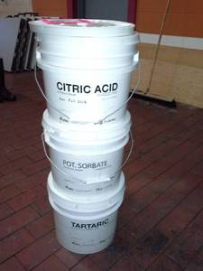 lot 325 image: Citric Acid, Potassium Sorbate, Tartaric 5-Gallon Buckets