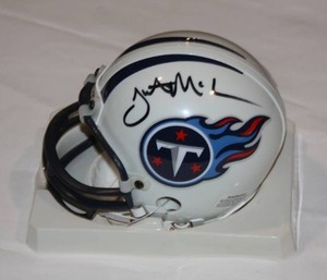 Justin McCareins Tennessee Titans Mini Helmet Auto Topps COA