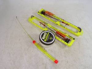 lot 35 image: Pair of Tip Ups and Ice Rod and Air Bubbler