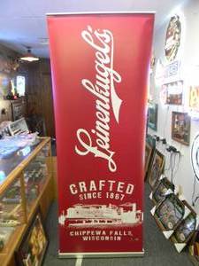 LEINENKUGELS BEER - Retractable display banner stand  easy to set up and take down OR CAN BE HUNG - LARGE VERY COOL  APPROX 30 X 80 - SEE PICTURES