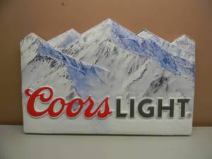 LARGE COORS LIGHT BEER DOUBLE SIDED SIGN - APPROX 37 BY 26 - SEE PICTURES