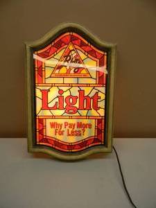 VINTAGE BLATZ LIGHT BEER BAR SIGN - NICE - WORKS - APPROX 13 BY 20 - SEE PICTURES