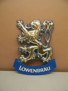 VINTAGE LOWENBRAU BEER PLASTIC SIGN - VERY COOL PIECE - APPROX 14 BY 21 - SEE PICTURES