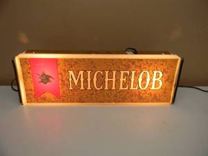 VINTAGE 1976 METAL BACK MICHELOB BEER BAR LIGHT - AWESOME LIGHT - RARE - WORKS - SEE PICTURES
