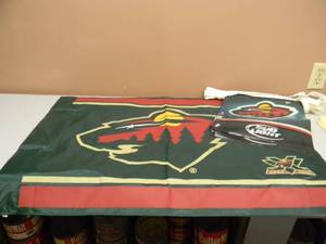MINNESOTA WILD 2000-2015 ANNIVERSARY FLAG WMINNESOTA WILD BUD LIGHT LONG ADVERTISING BANNER - FLAG APPROX 36 BY 24 - SEE PICTURES