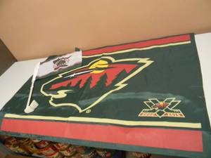 MINNESOTA WILD 2000-2015 ANNIVERSARY FLAG WMINNESOTA WILD STATE OF HOCKEY CAR FLAG - FLAG APPROX 36 BY 24 - SEE PICTURES