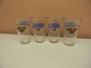 SET OF 4 MINNESOTA WILD BUD LIGHT BEER BAR GLASSES - SEE PICTURES