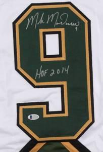 lot 24 image: Mike Modano Signed Dallas Stars Jersey Inscribed HOF 2014 (Beckett COA)