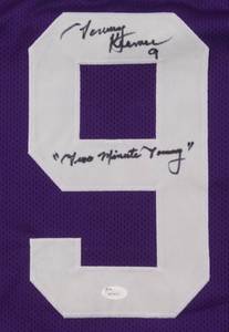 lot 18 image: Tommy Kramer Signed Jersey Inscribed Two Minute Tommy (JSA COA)