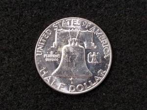 lot 114 image: 1963 D BU Franklin Silver Half Doll...