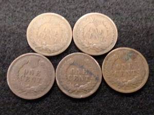 lot 132 image: (5) Indian Head Cents...