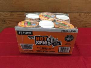 18 Pack Hot & Spicy Chicken Noodle Bowls, Retail $11.99