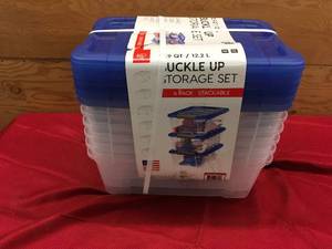 12.9 Qt 6 Pack Buckle Up Storage Set, Retail $16.99