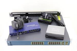 lot 22 image: (5) Network Switches & Patch Panel