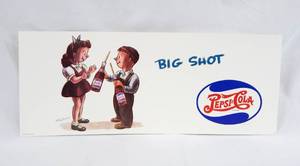 lot 4 image: Set of 2 Vintage Pepsi Bus Trolley Car Advertisement Signs