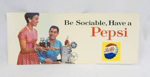 lot 5 image: Set of 2 Vintage Pepsi Bus Trolley Car Advertisement Signs