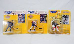 lot 59 image: Set of Vintage NHL Starting Lineup Kirk Mueller, Pierre Turgeon and Dominick Hasek Figures