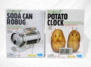 lot 76 image: New Green Science Soda Can Robug and Potato Clock
