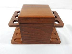 lot 71 image: Vintage Wood Aztec Pipe Holder and Tobacco Container
