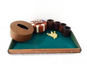 lot 119 image: Vintage Table Top Gaming Table With Gaming Accessories