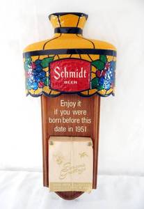 lot 131 image: Vintage 1970s Schmidt Beer Lamp Style Calendar Display Sign