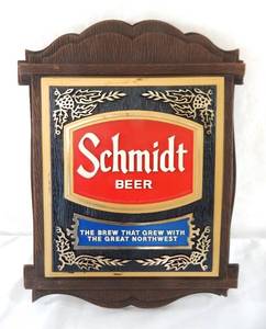 lot 132 image: Vintage 1974 Embossed Schmidt Beer Sign