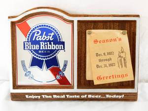 lot 133 image: Vintage Early 1980s Pabst Blue Ribbon Beer Calendar Sign
