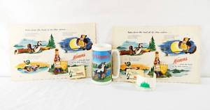 lot 143 image: Vintage Hamms Plastic Beer Mug, 2 Hamms Plastic Cases, 2 Hamms Placemats and Minnesota Brewing Co. Passes