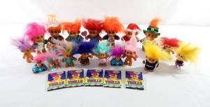 lot 183 image: Large Lot of Vintage Troll Dolls and Sealed Russ Trolls Trading Card Packs