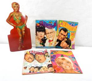 lot 210 image: Vintage Laugh In Magazines and Goldie Hawn Mini Cardboard Cutout