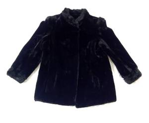 lot 51 image: Vintage Two Tone Black Faux Fur Jacket