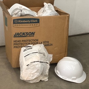 lot 10 image: Box Of Unused Hardhats