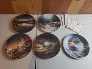 lot 45 image: 5 Wildlife Outdoors Collectible Plates, Sam Timm, Rosemary Millette, Terry Redlin