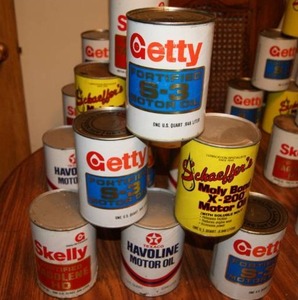 lot 12 image: Lot of 6 Vintage Sealed Oil Cans