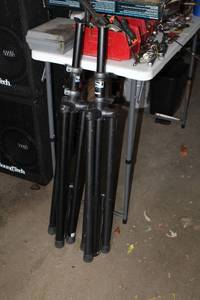 lot 26 image: Lot of (2) Anchor Folding Metal Speaker Stands