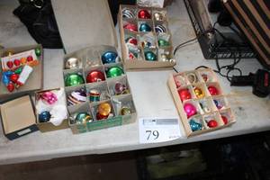 lot 79 image: Glass Christmas Ornaments, Decorative Balls, Lights